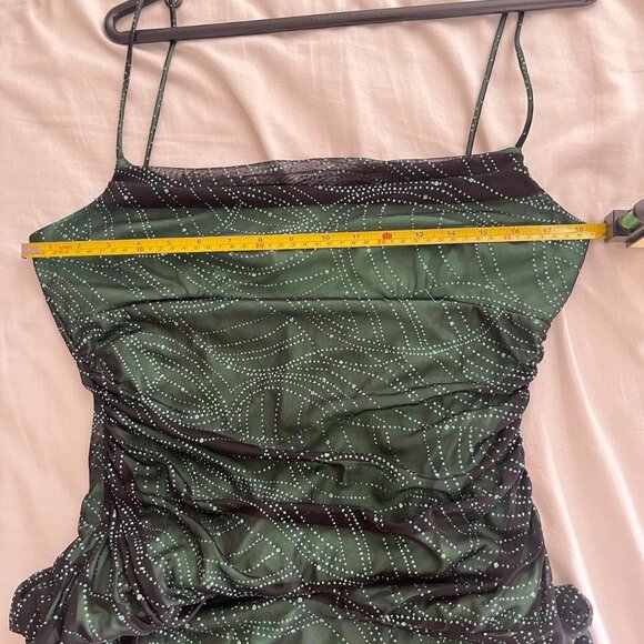 Majora Y2K 2000s Whimsical Goth Sparkly Green Midi Dress - Picture 7 of 8